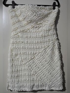 Altar'd State Ivory Strapless Ruched Tube Dress (Fits Like LARGE)